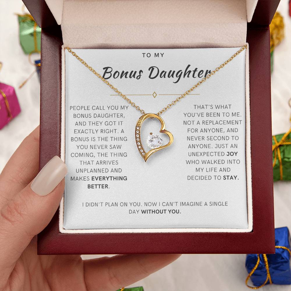 Bonus Daughter Forever Love Heart Necklace, The Bonus Message Card