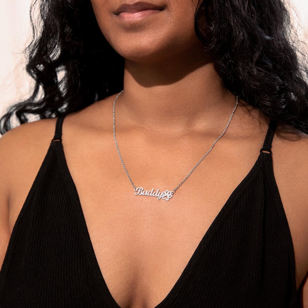 Product photo of Personalized Paw Print Name Necklace