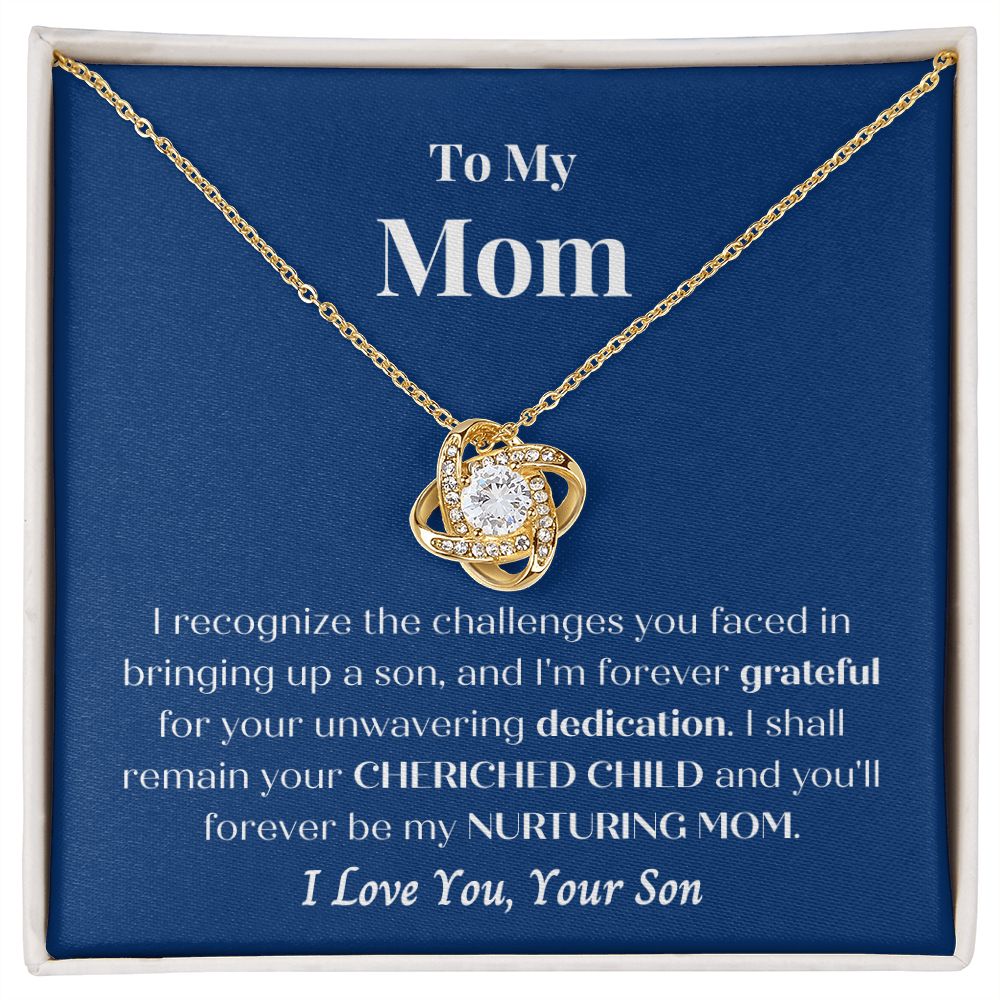Mother - Cherished Son - Love Knot Necklace