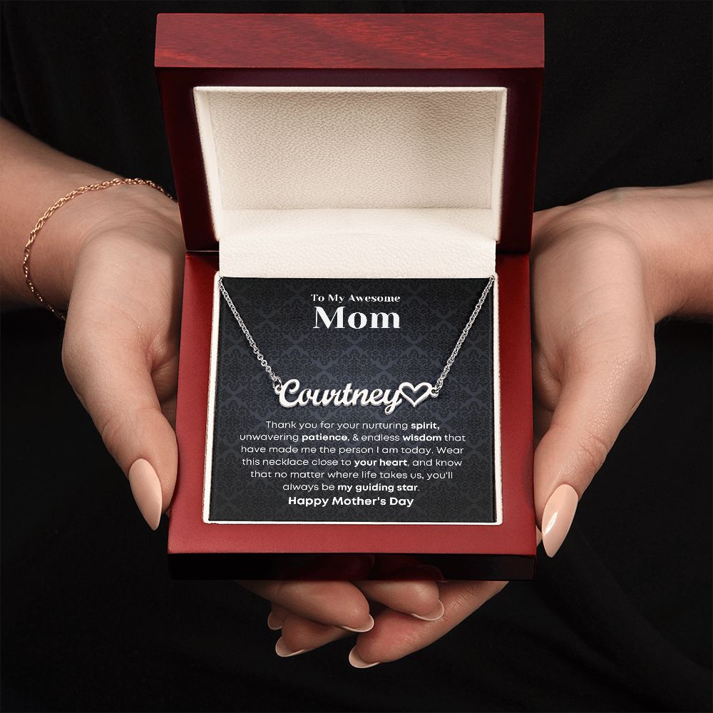 Mom - Custom Name Necklace with Hearth Character