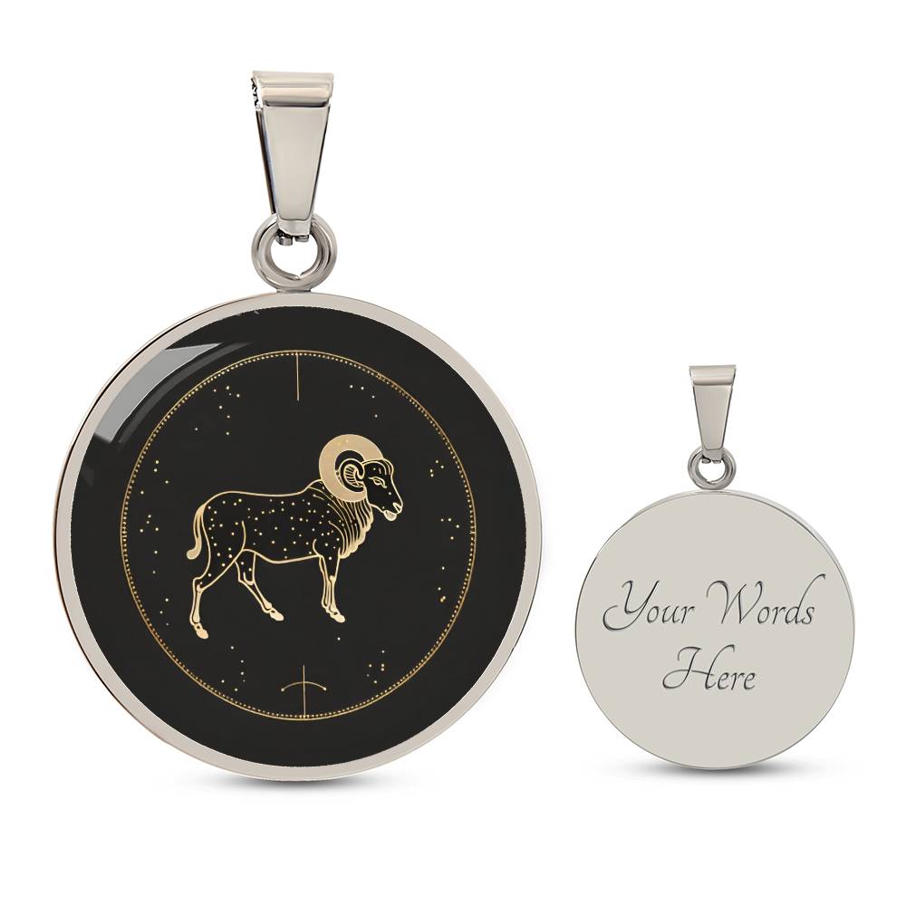 Personalized Aries Zodiac Sign Pendant Necklace