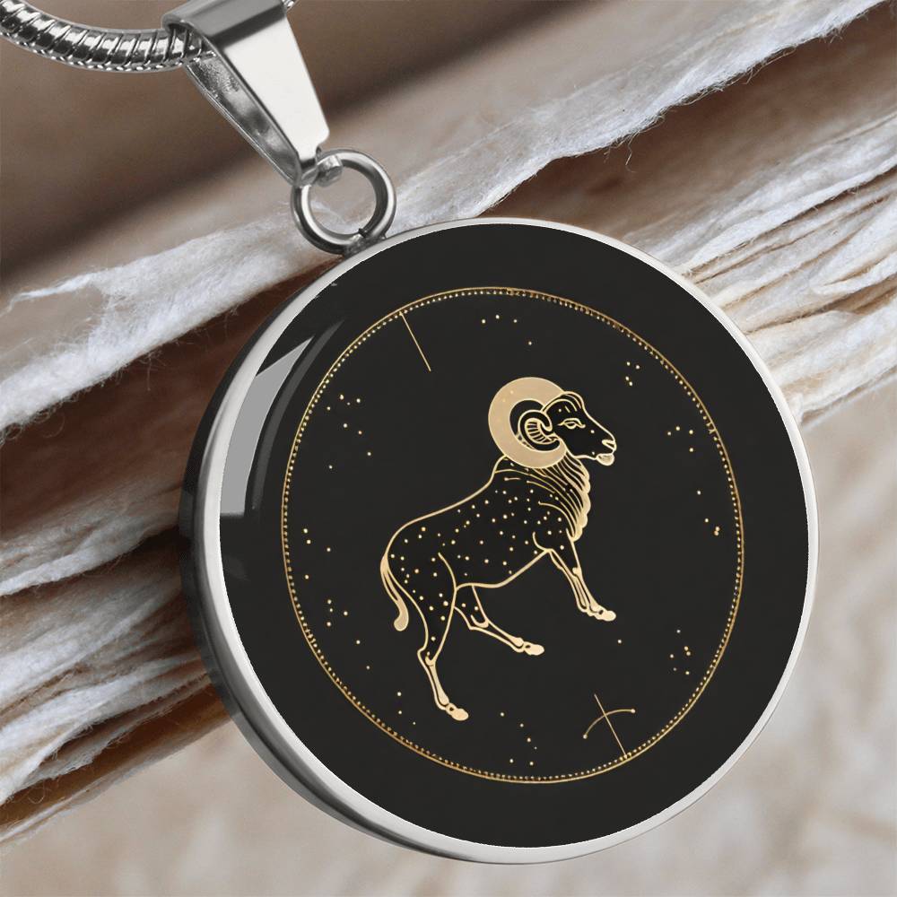 Personalized Aries Zodiac Sign Pendant Necklace