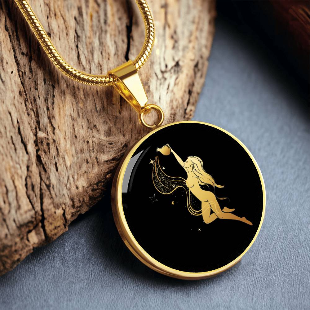 Personalized Aquarius Zodiac Sign Pendant Necklace