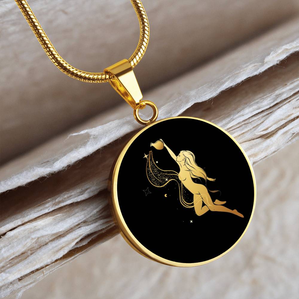 Personalized Aquarius Zodiac Sign Pendant Necklace