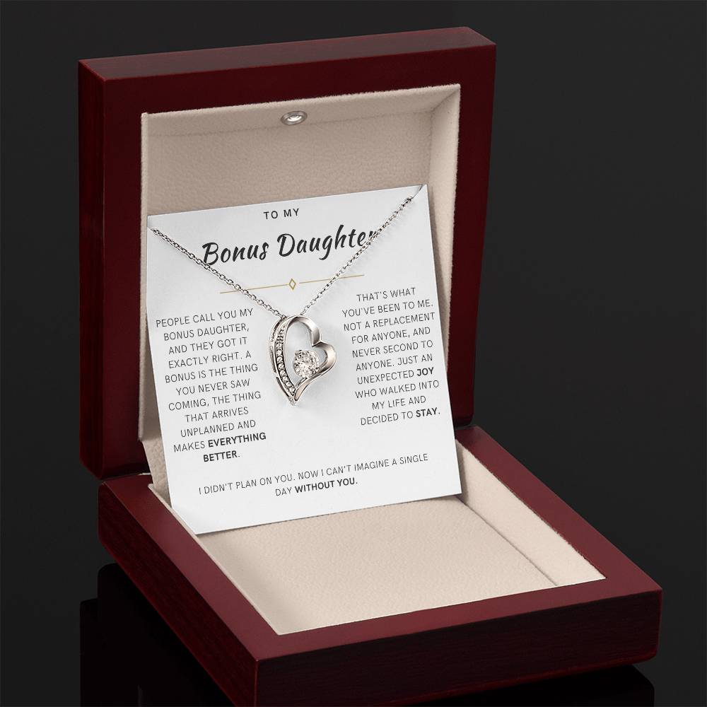 Bonus Daughter Forever Love Heart Necklace, The Bonus Message Card