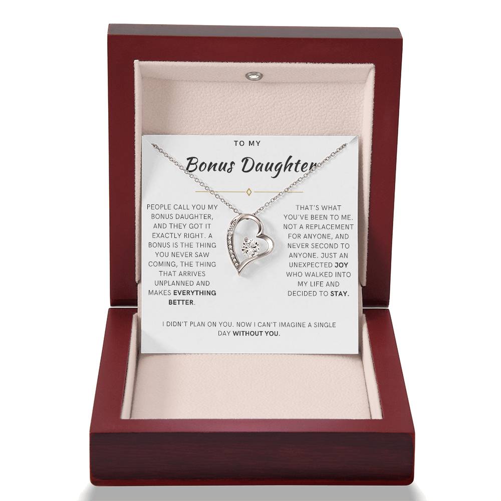 Bonus Daughter Forever Love Heart Necklace, The Bonus Message Card