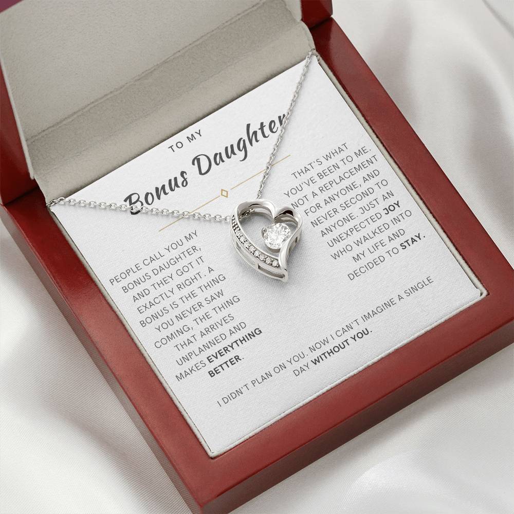 Bonus Daughter Forever Love Heart Necklace, The Bonus Message Card
