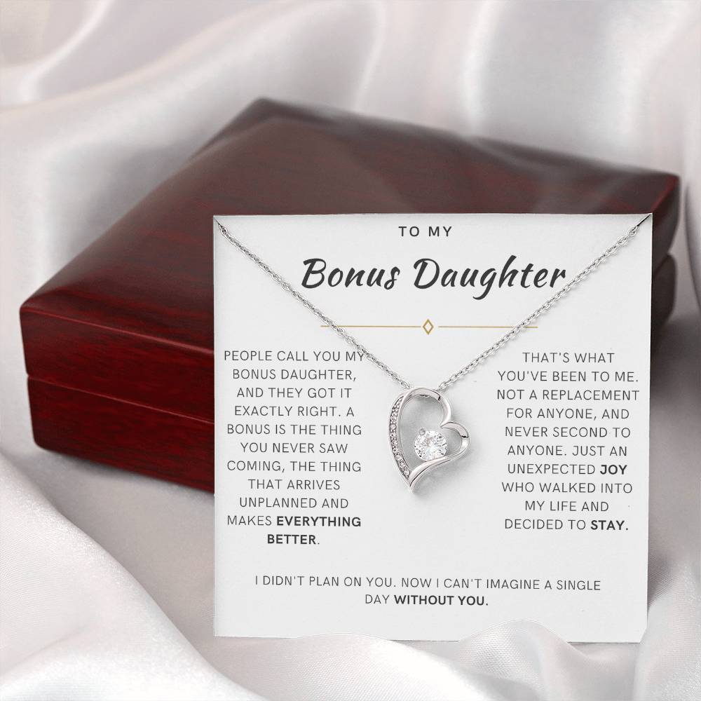 Bonus Daughter Forever Love Heart Necklace, The Bonus Message Card