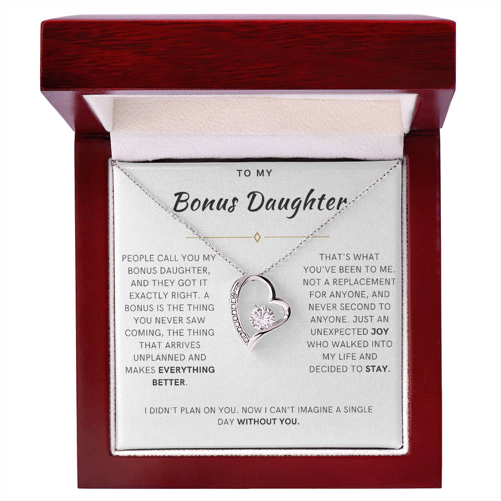 Bonus Daughter Forever Love Heart Necklace, The Bonus Message Card