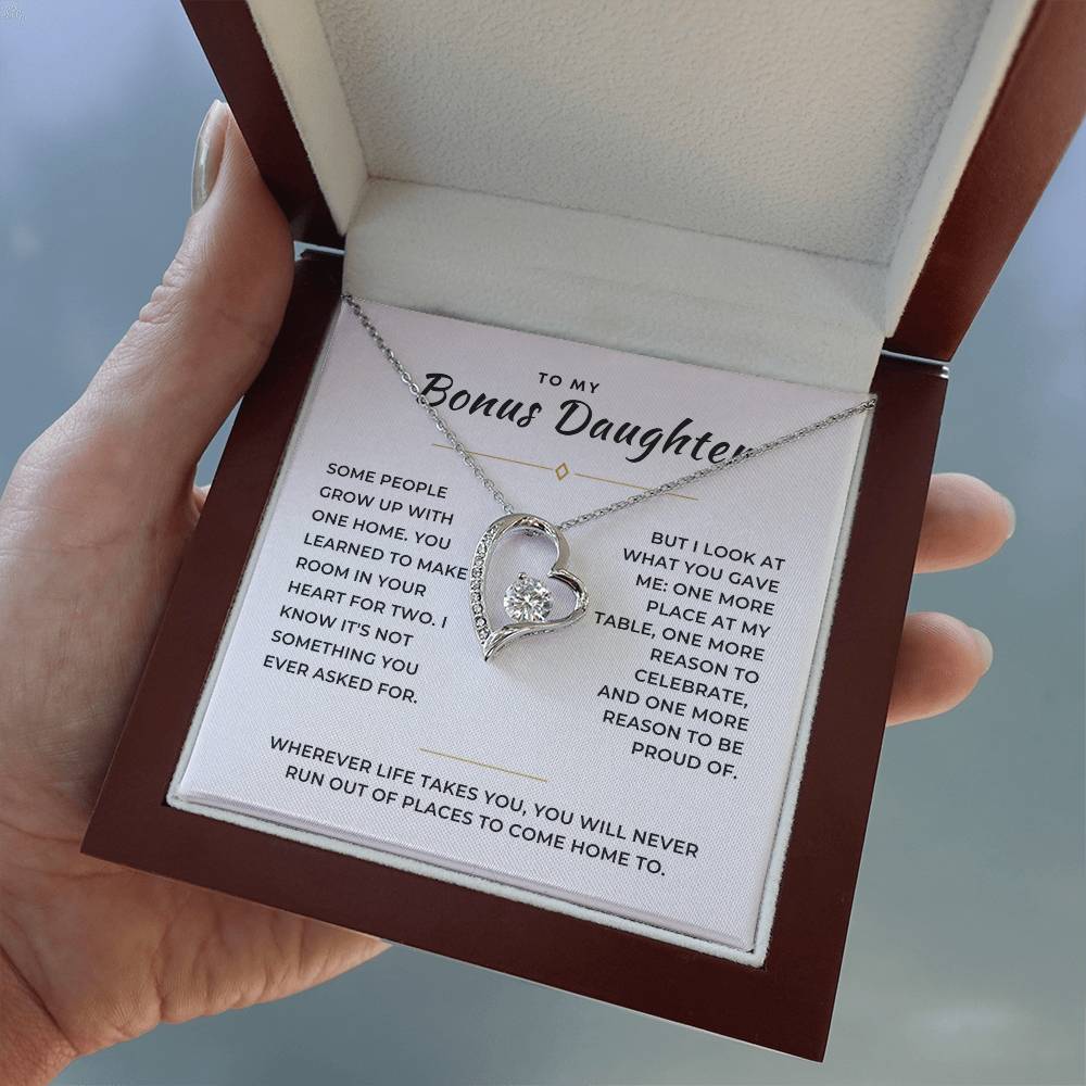 Bonus Daughter Forever Love Necklace with Message Card
