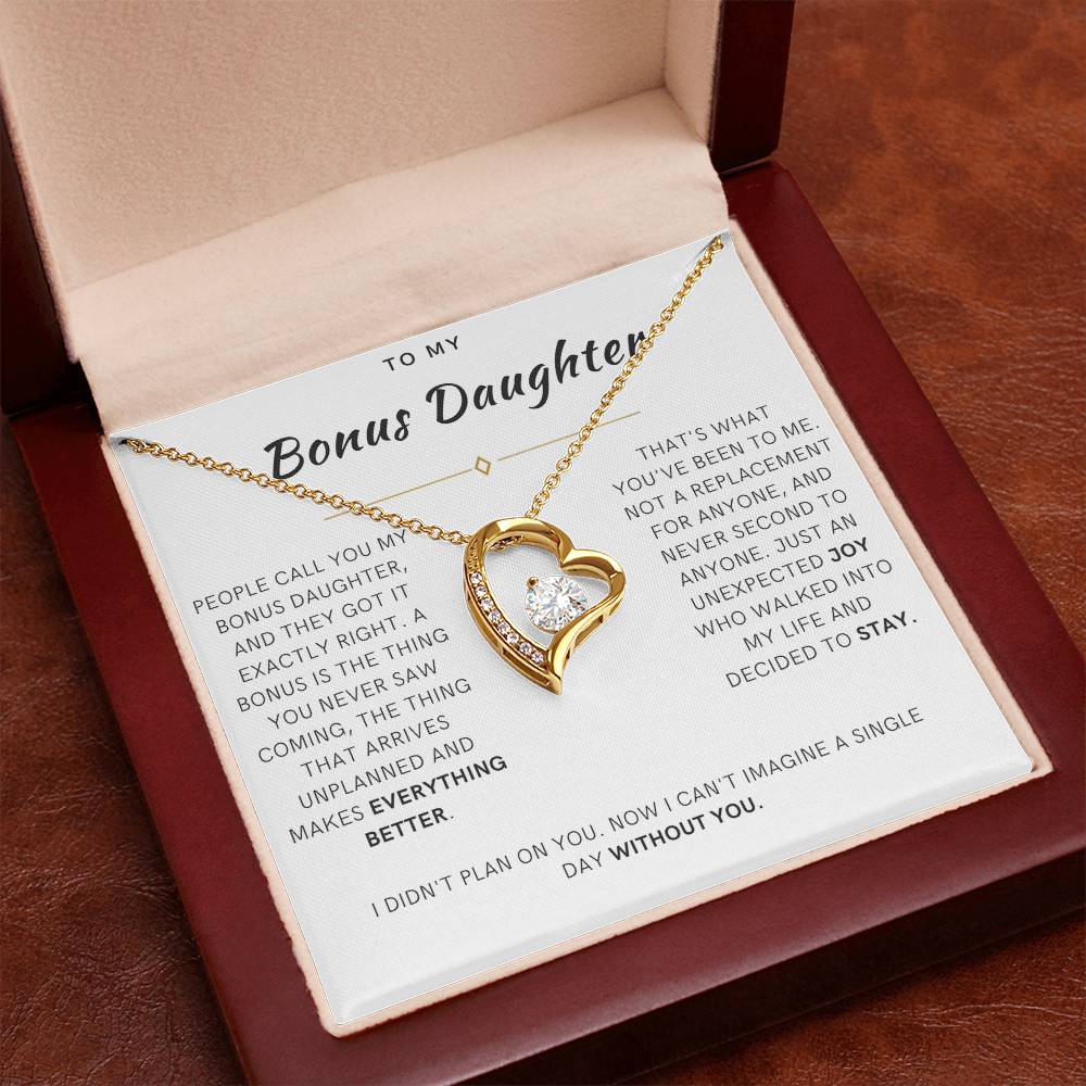 Bonus Daughter Forever Love Heart Necklace, The Bonus Message Card