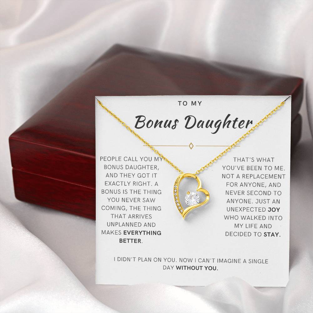 Bonus Daughter Forever Love Heart Necklace, The Bonus Message Card