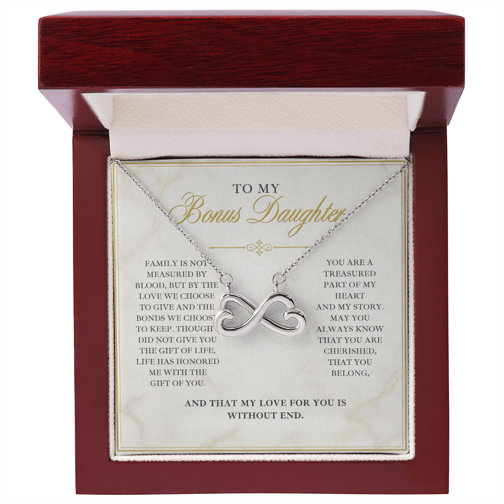 Endless Love Necklace for Bonus Daughter - Marble & Gold Wedding Card