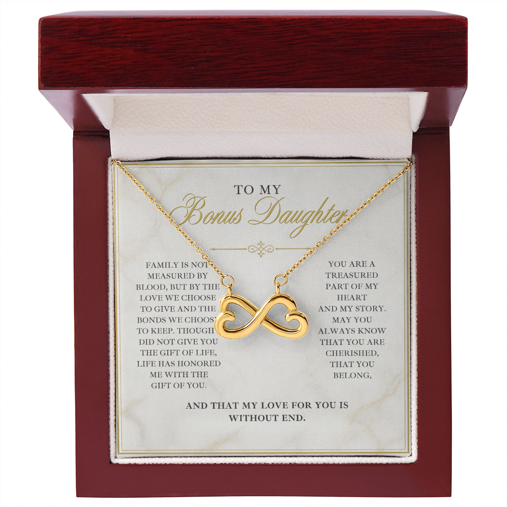 Endless Love Necklace for Bonus Daughter - Marble & Gold Wedding Card