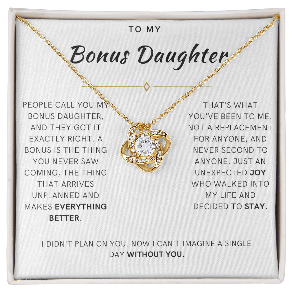 Bonus Daughter Love Knot Necklace, The Bonus Message Card