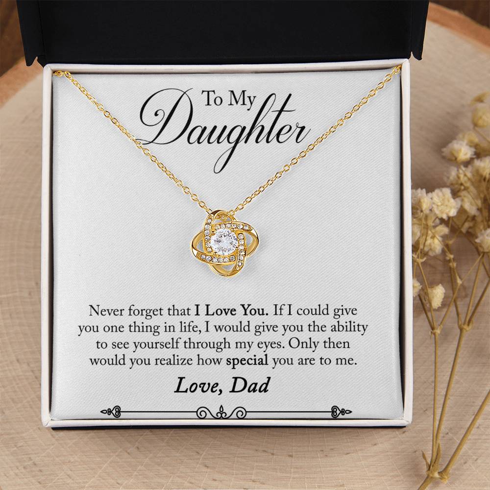 Daughter - Never Forget - Love Knot Necklace