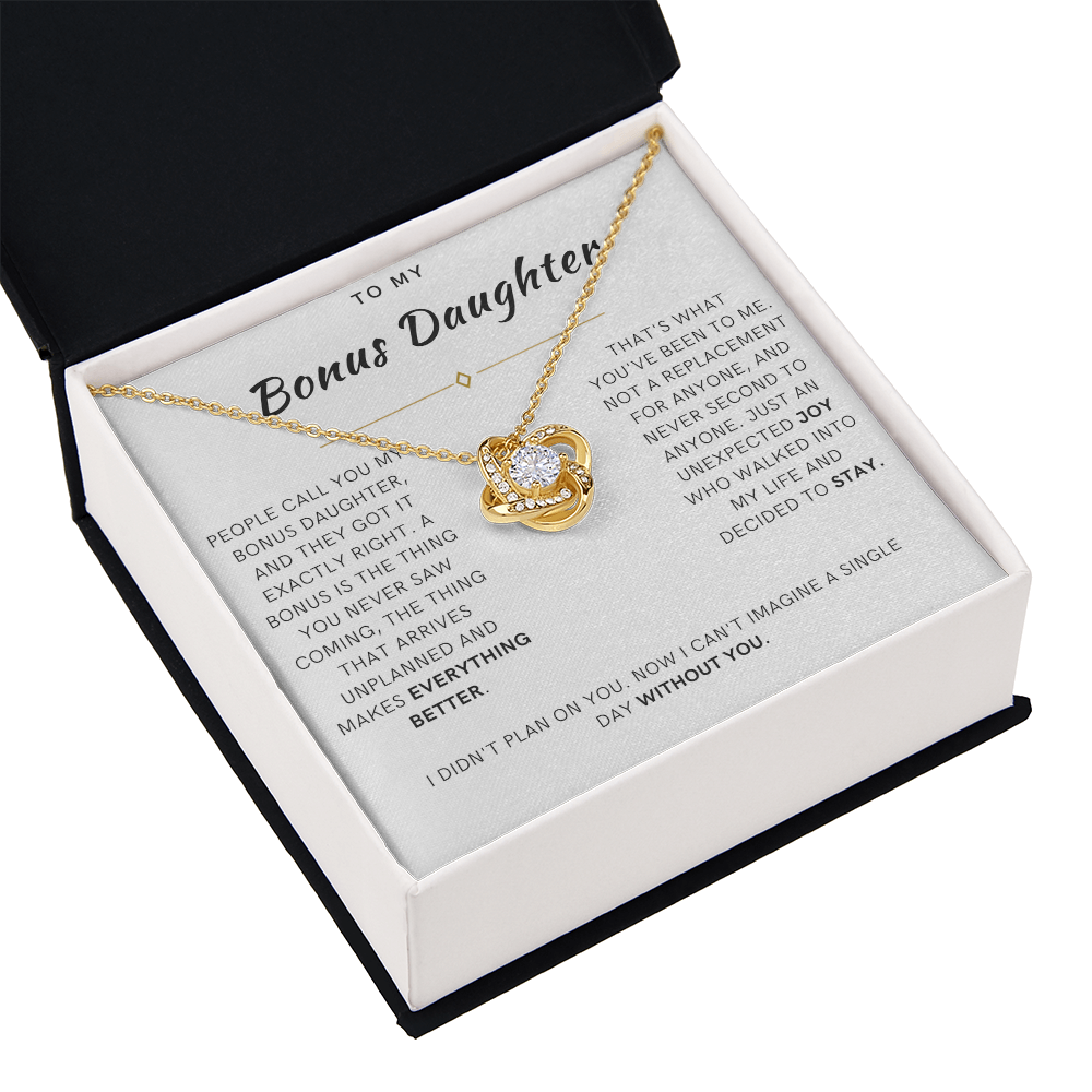 Bonus Daughter Love Knot Necklace, The Bonus Message Card