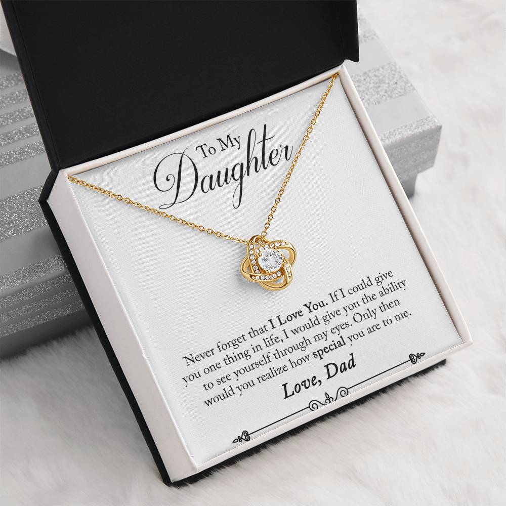 Daughter - Never Forget - Love Knot Necklace