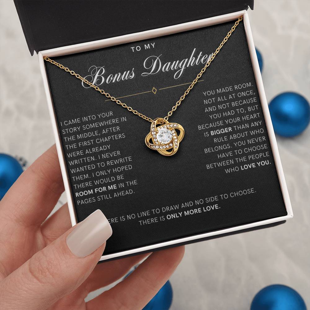 Bonus Daughter Love Knot Necklace with Message Card