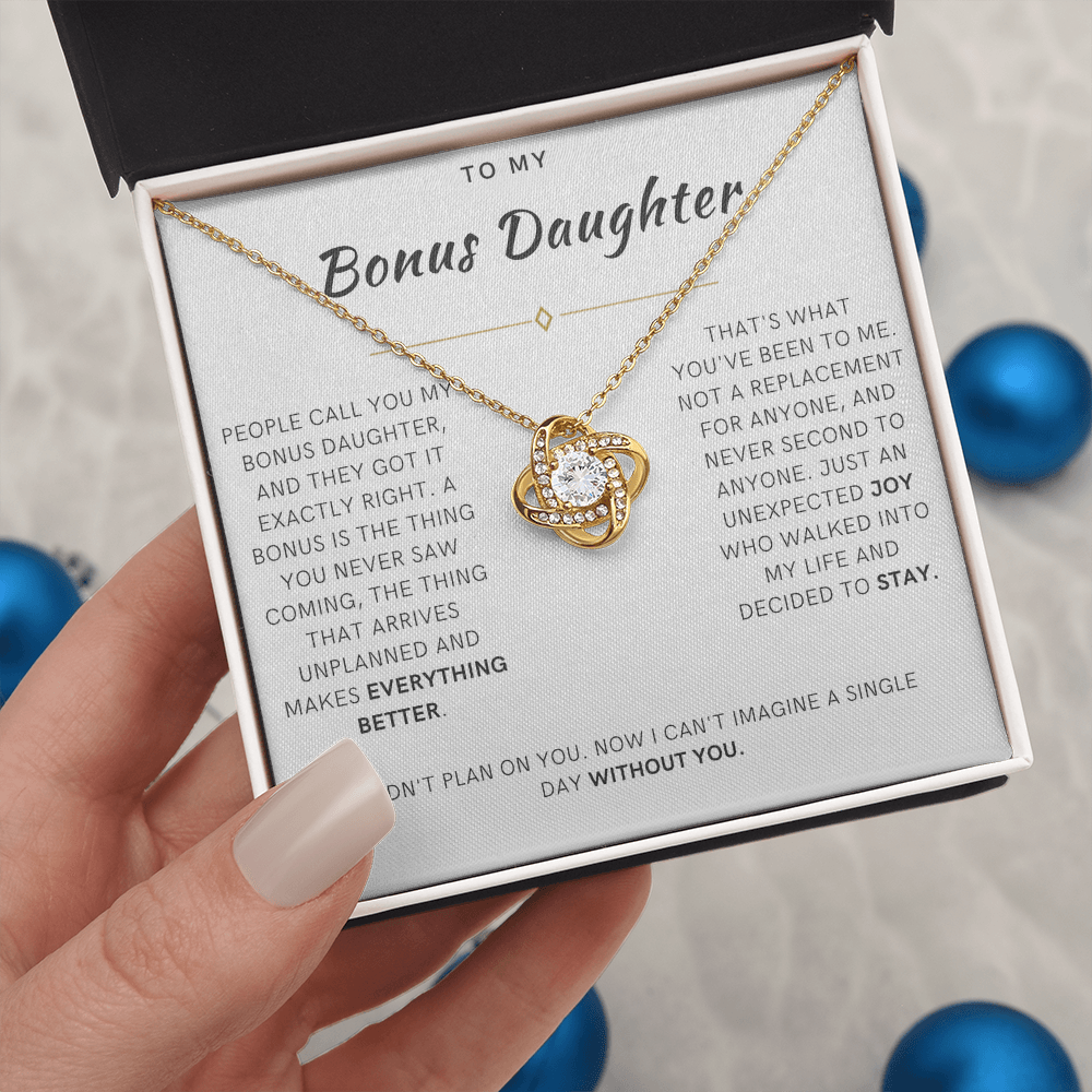 Bonus Daughter Love Knot Necklace, The Bonus Message Card