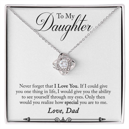 Daughter - Never Forget - Love Knot Necklace