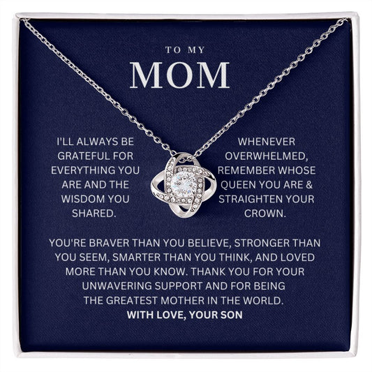 To My Mom - Thank You - Love Knot Necklace