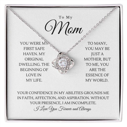 To My Mom - Grateful - Love Knot Necklace