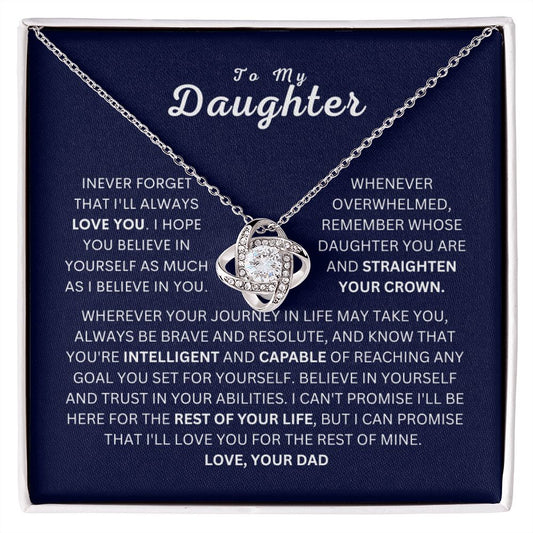 Daughter - Never Forget - Love Knot Necklace