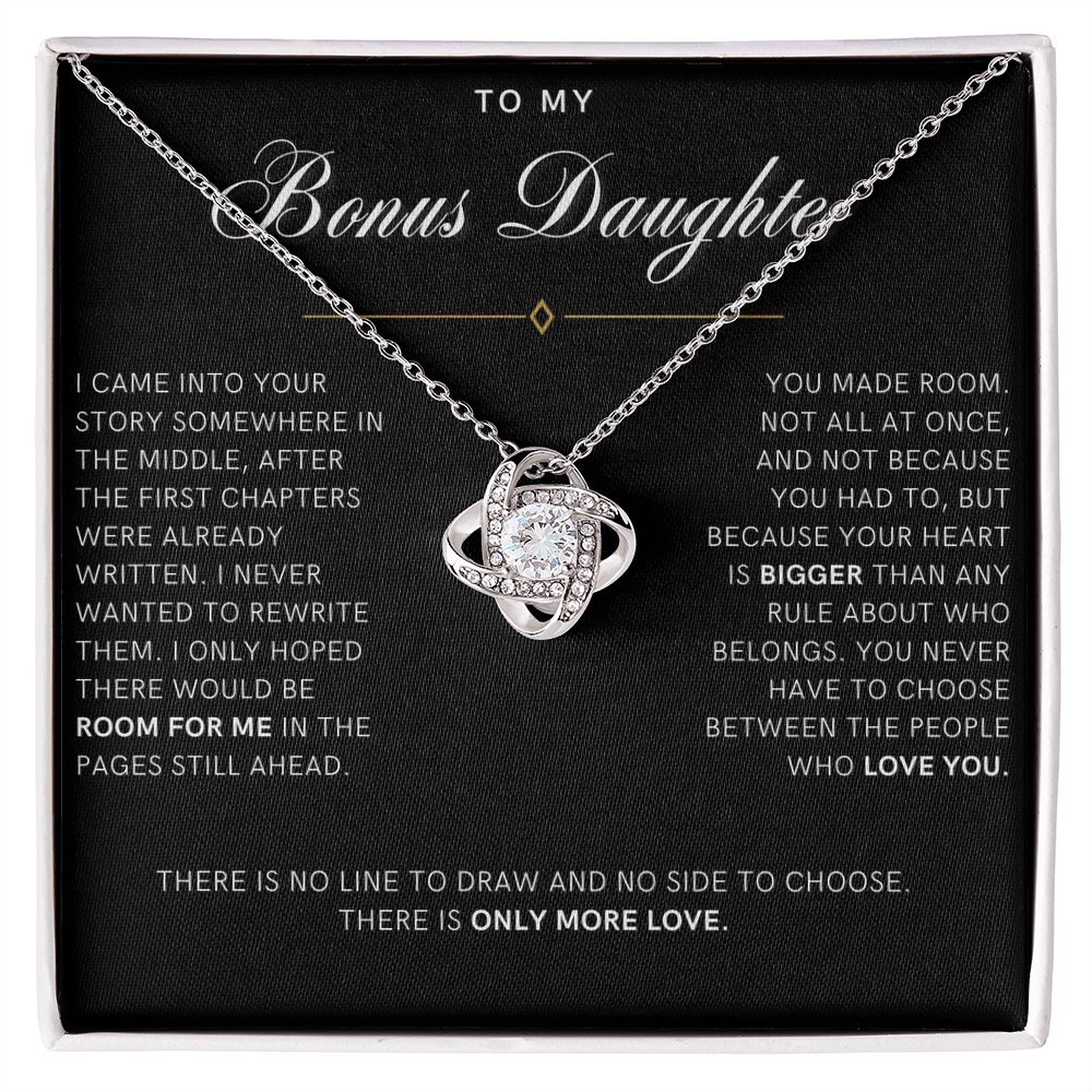 Bonus Daughter Love Knot Necklace with Message Card