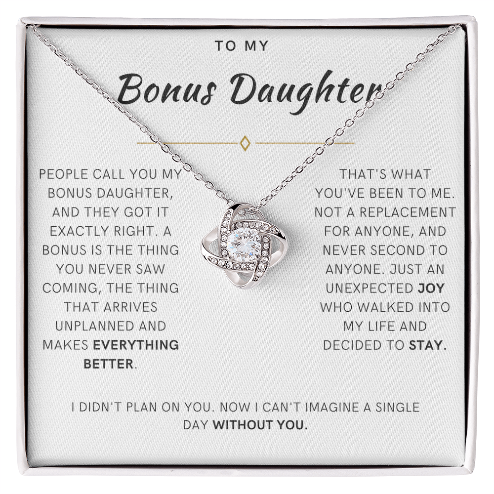 Bonus Daughter Love Knot Necklace, The Bonus Message Card