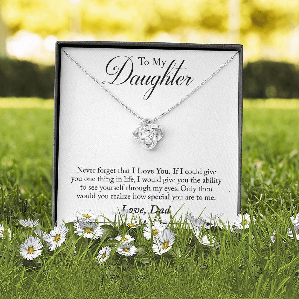 Daughter - Never Forget - Love Knot Necklace