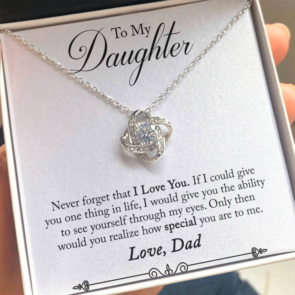 Daughter - Never Forget - Love Knot Necklace