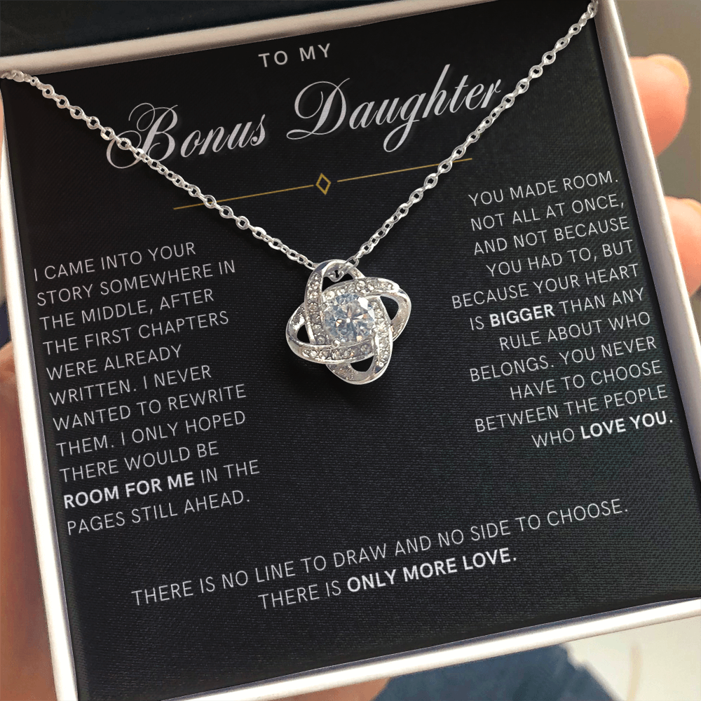 Bonus Daughter Love Knot Necklace with Message Card