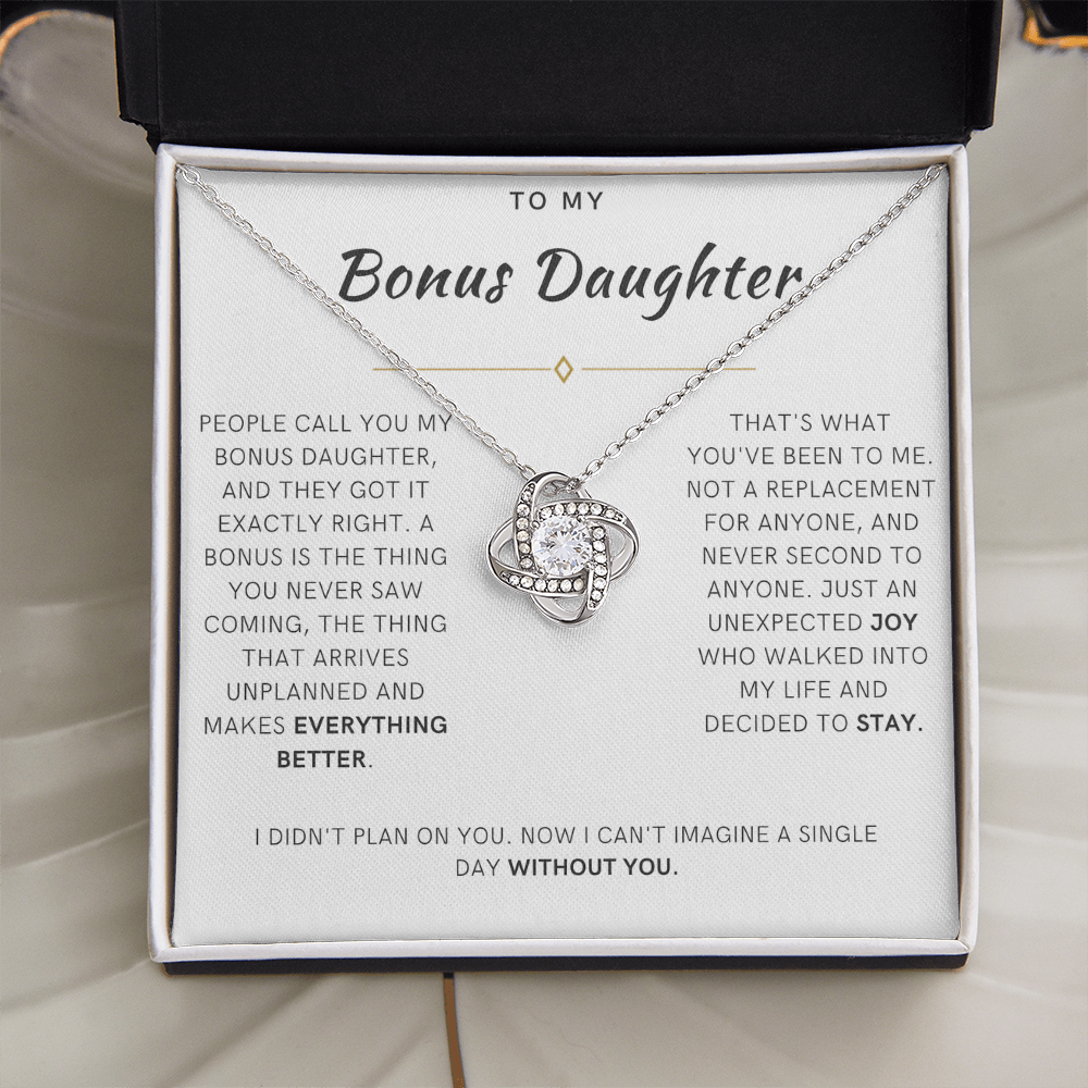 Bonus Daughter Love Knot Necklace, The Bonus Message Card