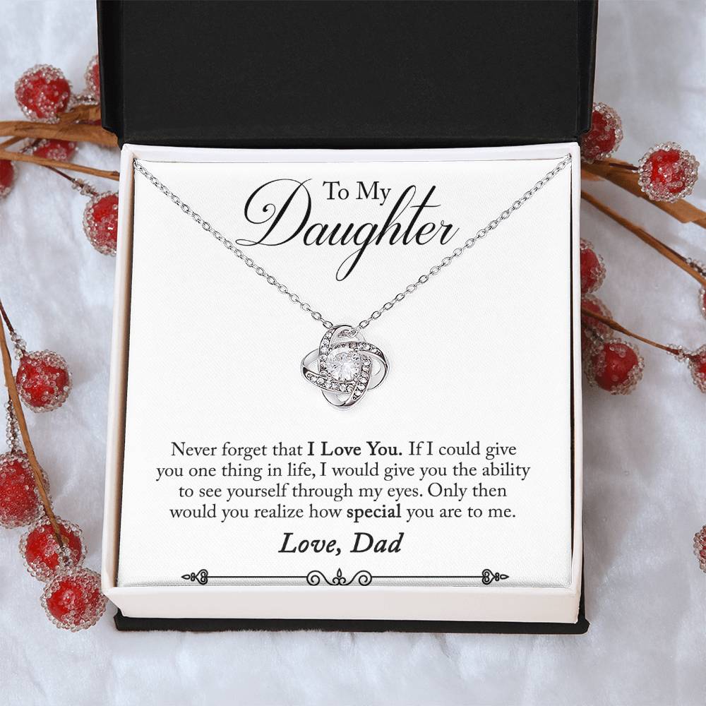 Daughter - Never Forget - Love Knot Necklace