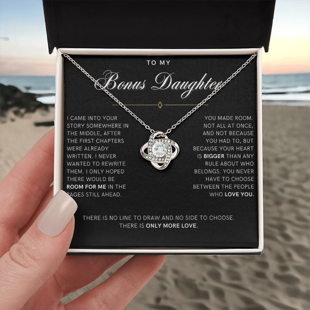 Bonus Daughter Love Knot Necklace with Message Card
