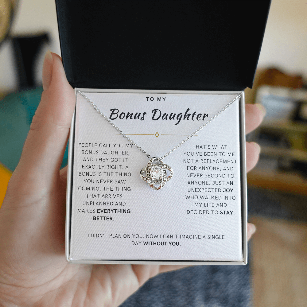 Bonus Daughter Love Knot Necklace, The Bonus Message Card