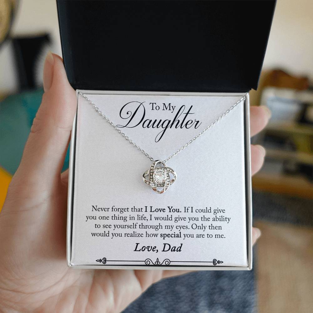 Daughter - Never Forget - Love Knot Necklace