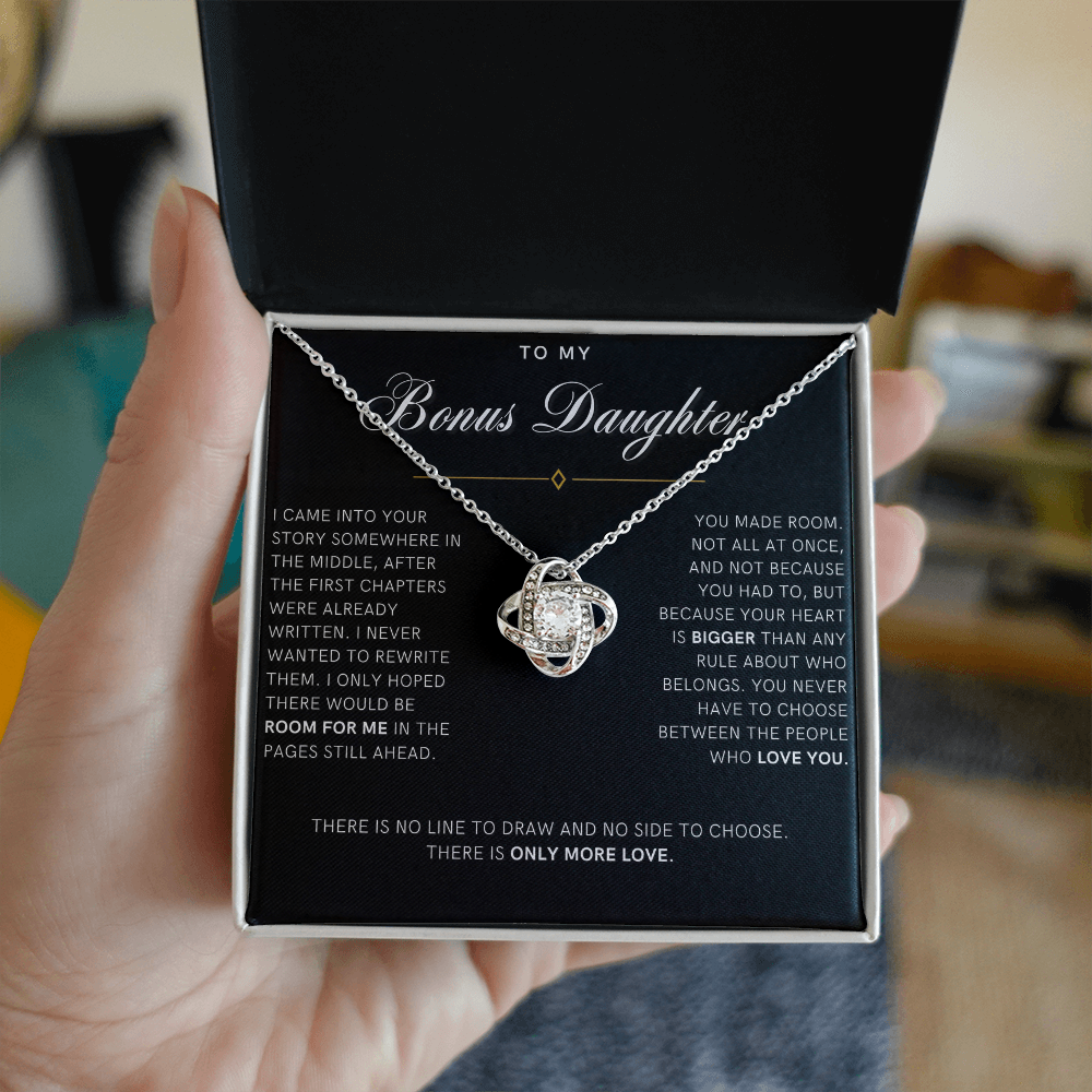 Bonus Daughter Love Knot Necklace with Message Card