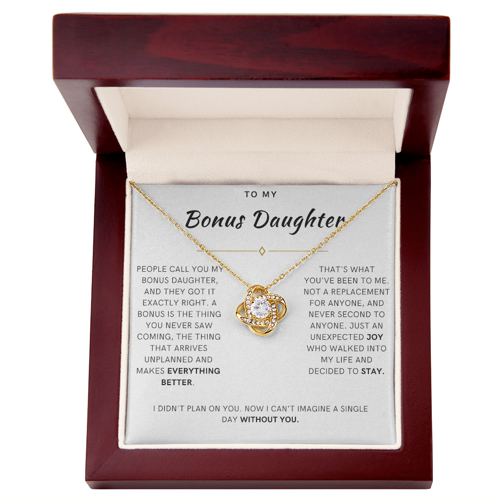 Bonus Daughter Love Knot Necklace, The Bonus Message Card