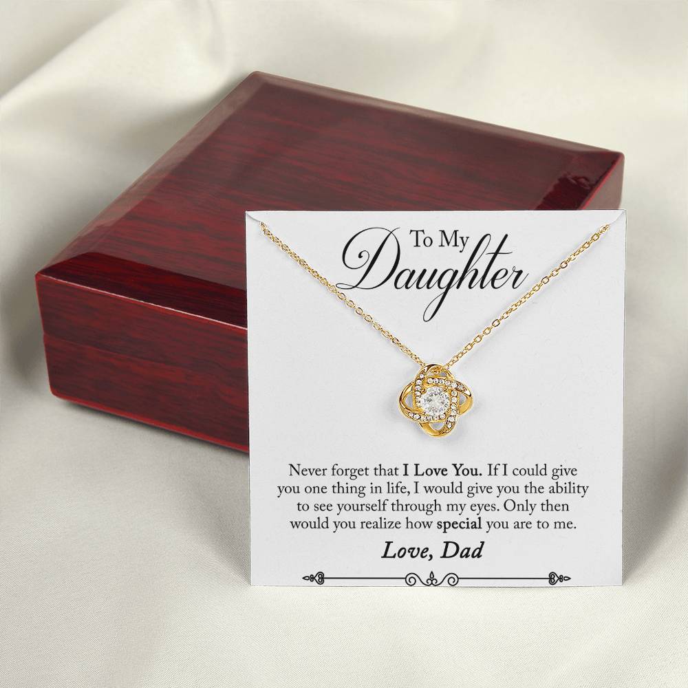 Daughter - Never Forget - Love Knot Necklace