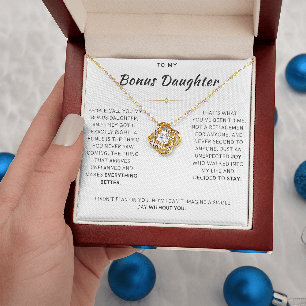 Bonus Daughter Love Knot Necklace, The Bonus Message Card