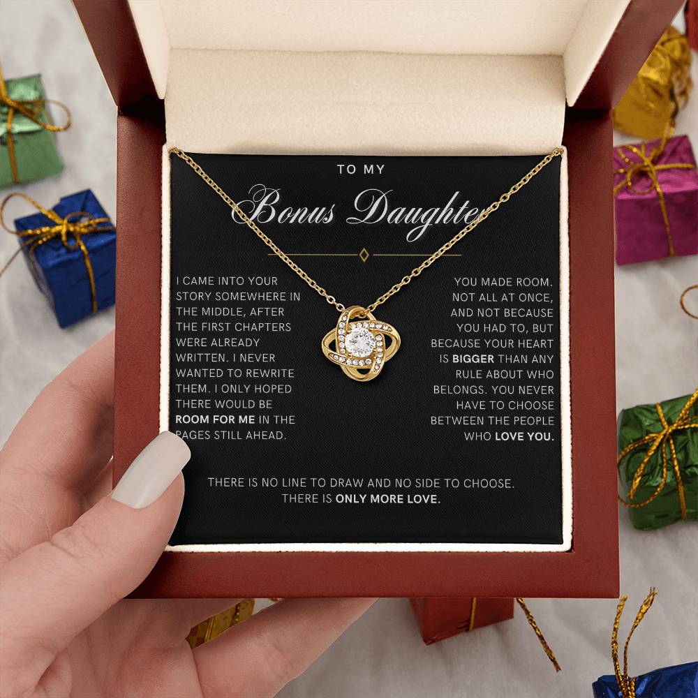 Bonus Daughter Love Knot Necklace with Message Card