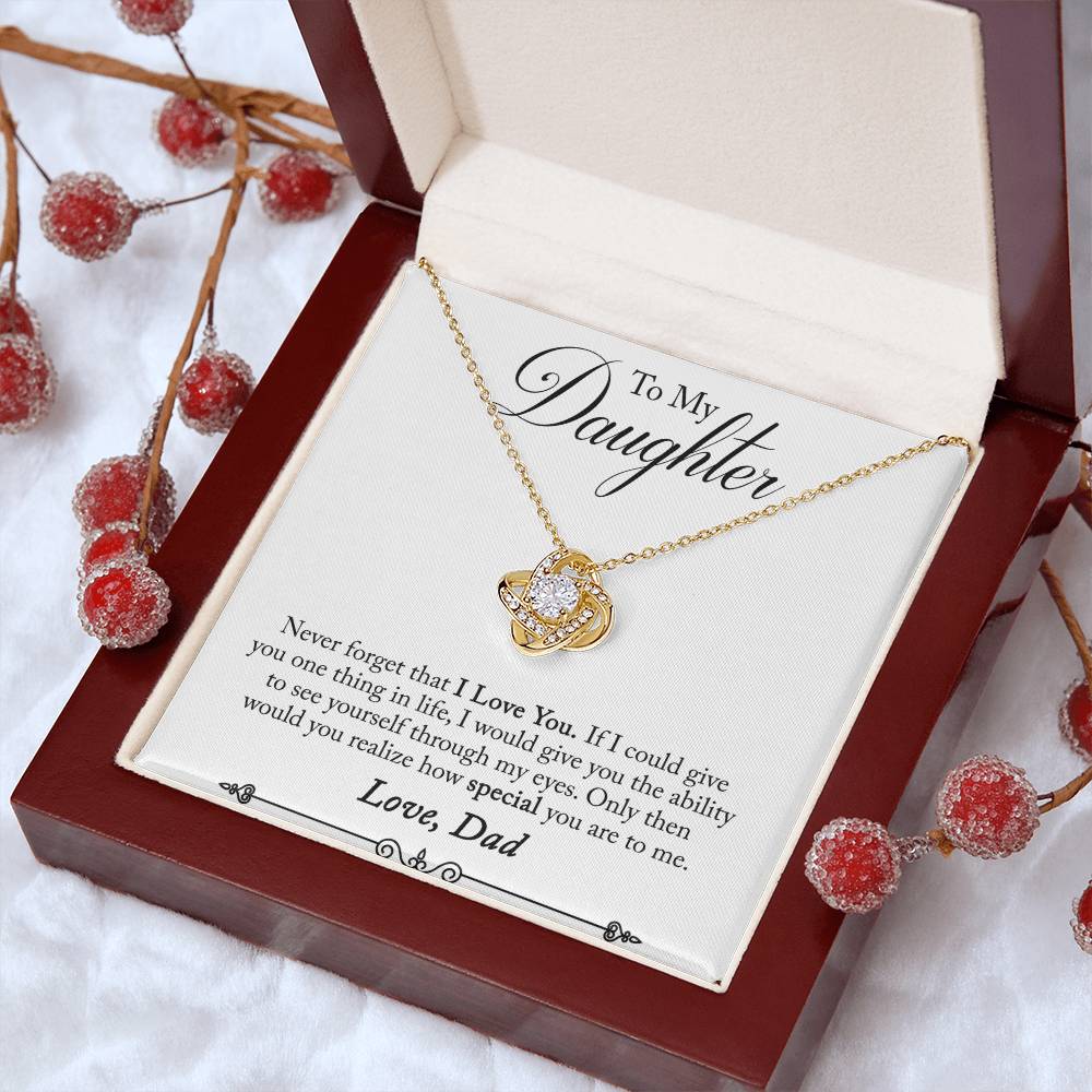 Daughter - Never Forget - Love Knot Necklace