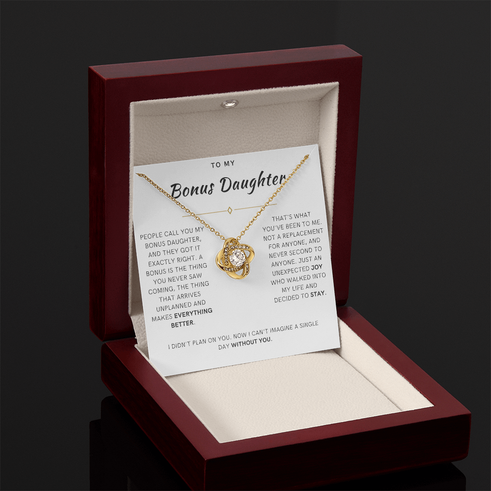 Bonus Daughter Love Knot Necklace, The Bonus Message Card