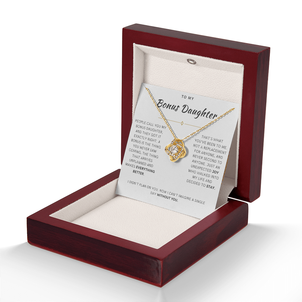 Bonus Daughter Love Knot Necklace, The Bonus Message Card