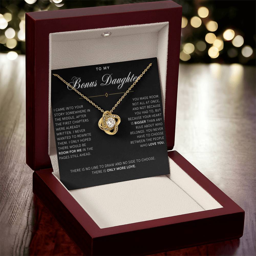 Bonus Daughter Love Knot Necklace with Message Card