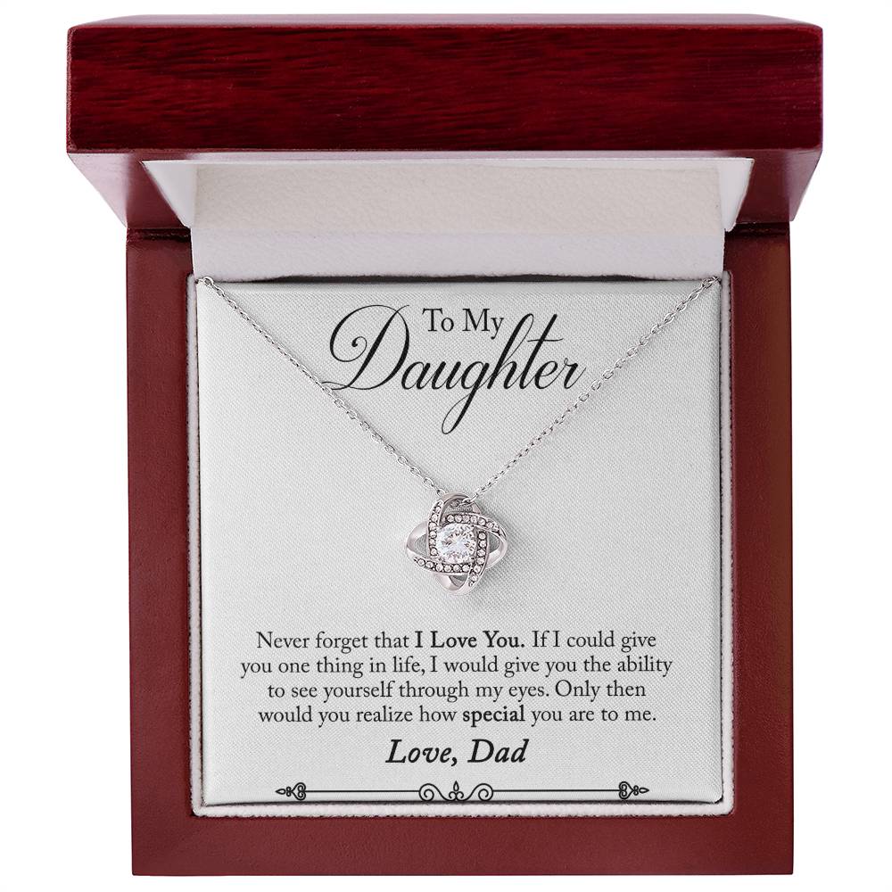 Daughter - Never Forget - Love Knot Necklace