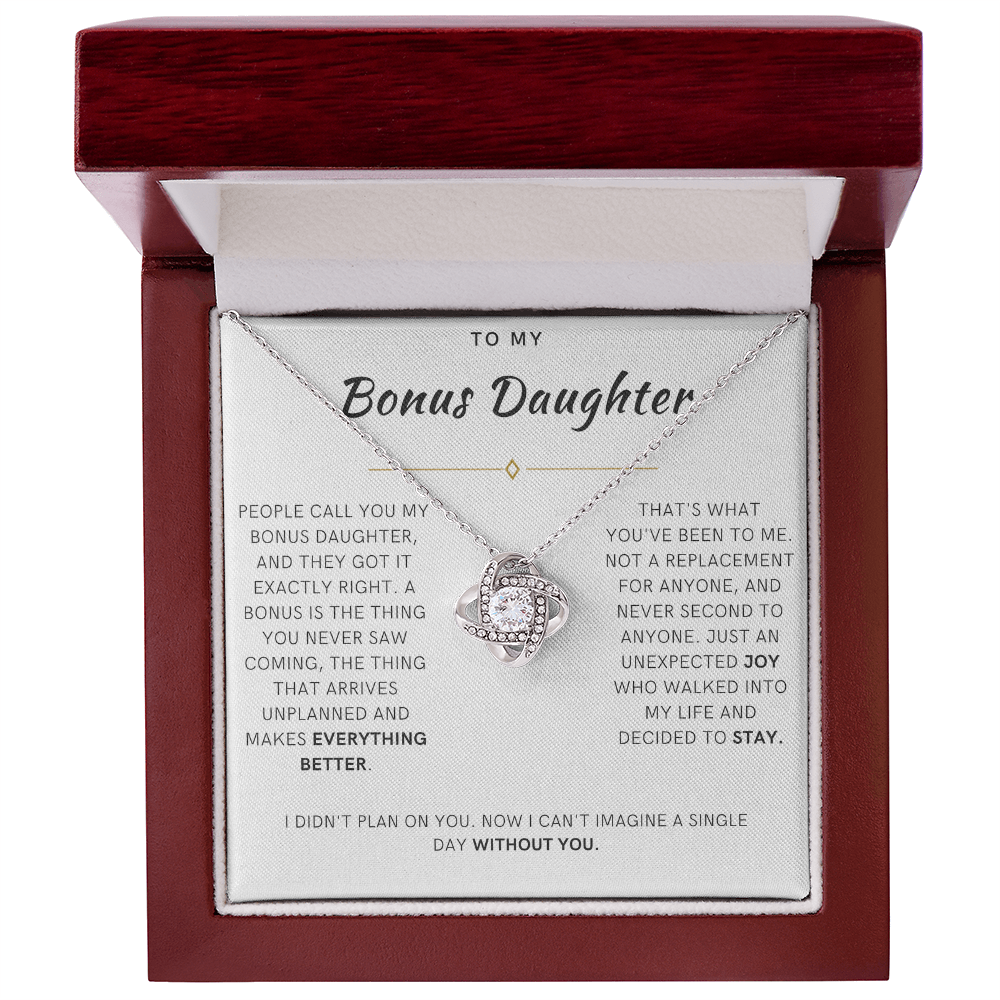 Bonus Daughter Love Knot Necklace, The Bonus Message Card