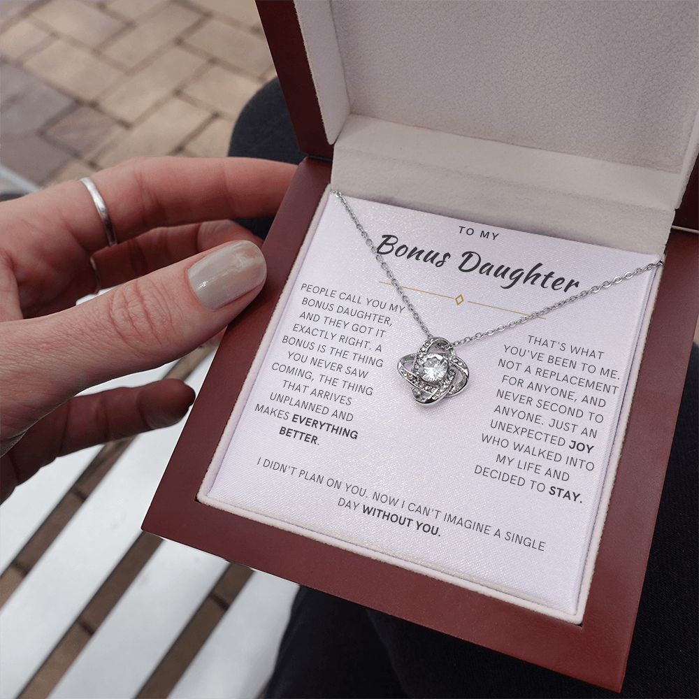 Bonus Daughter Love Knot Necklace, The Bonus Message Card